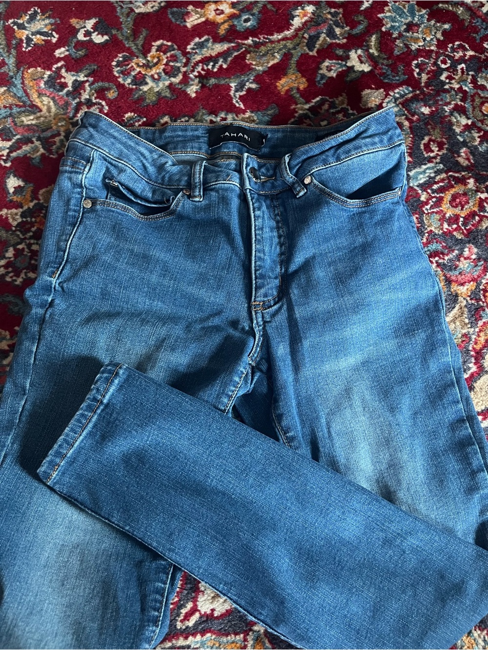 Tahari Blue Denim Jeans with Contrast Stitching